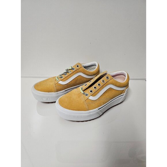 Vans Old Skool Stacked Platform Lift Shoe Sneaker Golden Yellow Womens Size 5.5 - Picture 2 of 8